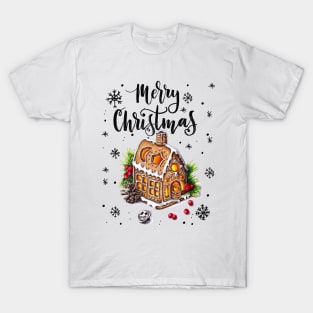 Christmas painting "Gingerbread house" T-Shirt